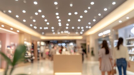 Fototapeta premium Blurred Shopping Mall Interior: A Glimpse into Retail Luxury