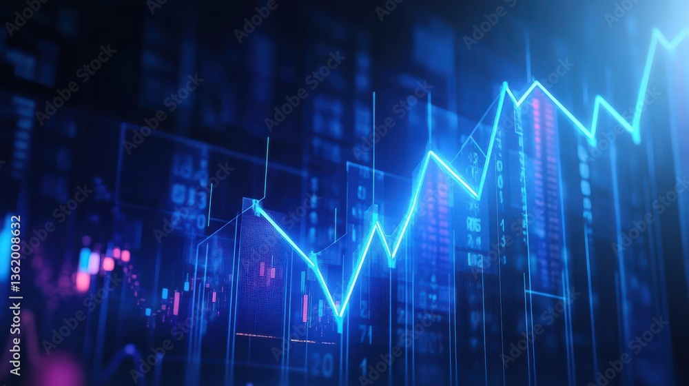 Aufkleber blue growth graph business chart data diagram on success financial presentation background with abst