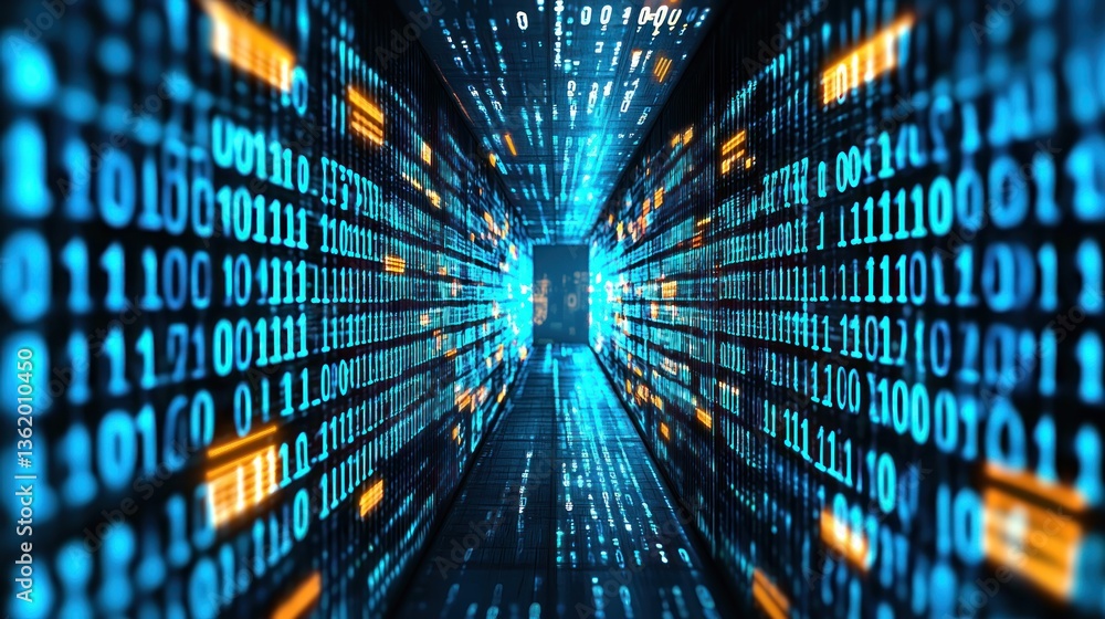 Poster digital tunnel: a journey through binary code