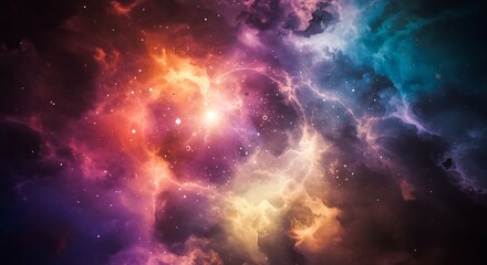 Cosmic Nebula Vibrant Hues Dramatic Light. AI Generated