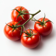 Delicious red tomatoes, isolated on white background