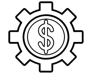 creative Dollar Sign and Gear icon silhouette vector illustration isolated on white background