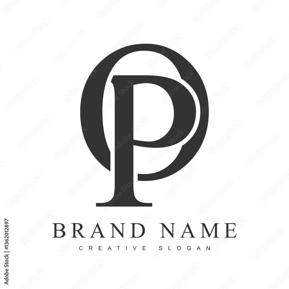 Fototapete po trendy logotype template. initial letter p and o classic font style. creative logo for company na