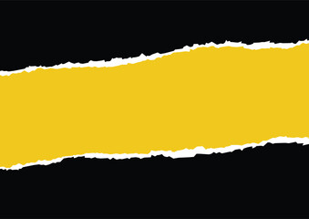 Torn paper effect with bold yellow stripe on black background &ndash; ripped design template