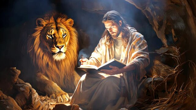 Prophet of God at the lions den cave trusting in God Biblical Prophecies 4K