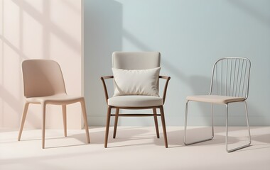 Obraz premium Modern Chairs Set on Light Gradient Background