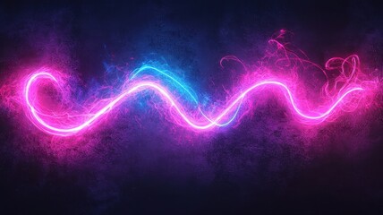 Vibrant Abstract Light Waves in Electric Colors Against Dark Background