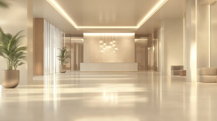 Fototapeta premium blurred office lobby entrance building background, defocus luxury clinic hospital corridor, modern hotel reception hall interior Ai generated illustration