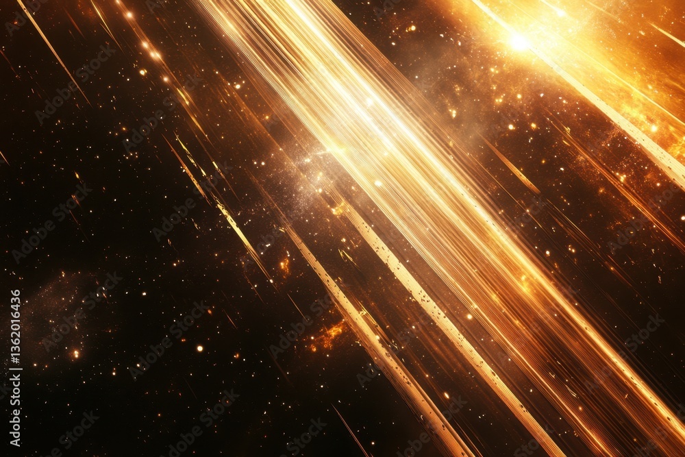 Poster bright cosmic rays streaking through a dark celestial background in a stunning display
