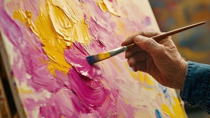 Vibrant Acrylic Blending in Abstract Art Creation