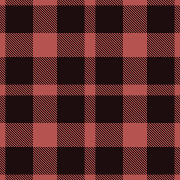 Soft Dark Salmon and Dusty Very Dark Brown Seamless Tartan Textile Design