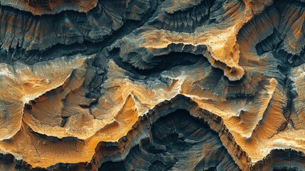 Procedural aerial view terrain seamless texture map arid canyons with stratified geology in muted topographic palette