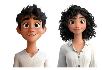 Portrait of a mixed-race couple – diverse 3D character duo representing global identity – Generative AI