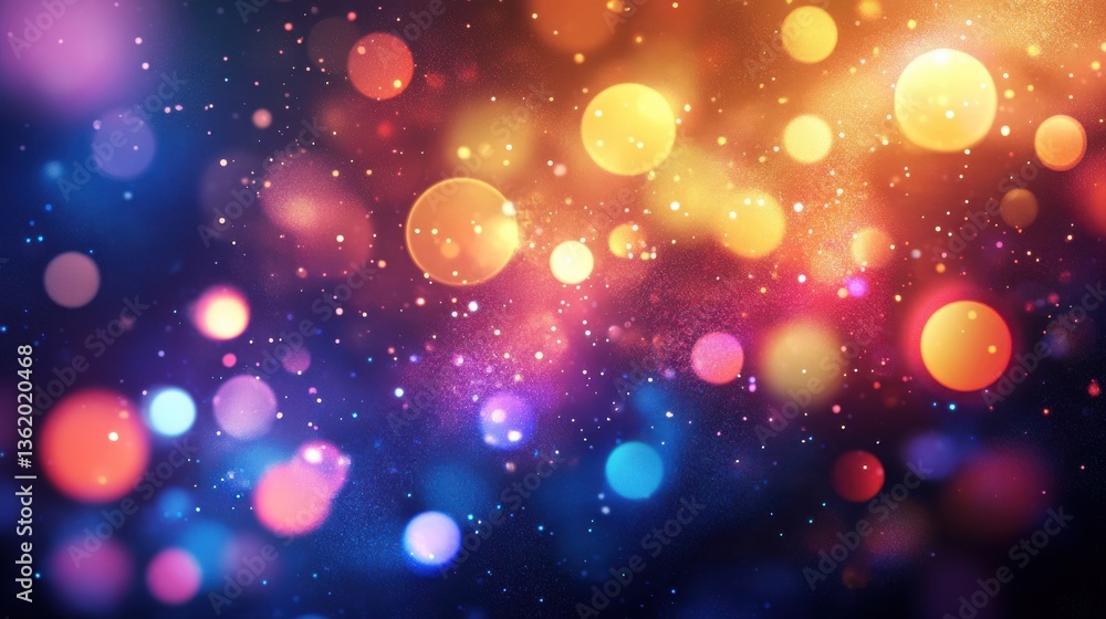 Poster abstract colorful bokeh background with vibrant lights and glowing circles.
