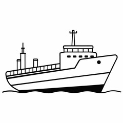 Obraz premium Vector illustration of a ship silhouette on the ocean with a nautical and marine theme