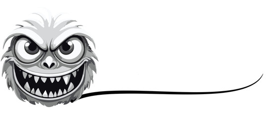 Scary Furry Monster Face with Sharp Teeth - Halloween Vector Art