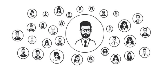 Social Network Connection Illustration Business Networking Concept Vector