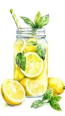 glass of lemonade with lemon