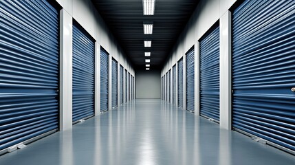 Rows of Blue Storage Units in a Modern Facility