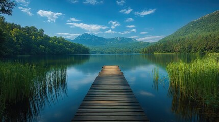 Obraz premium wooden pier on the lake