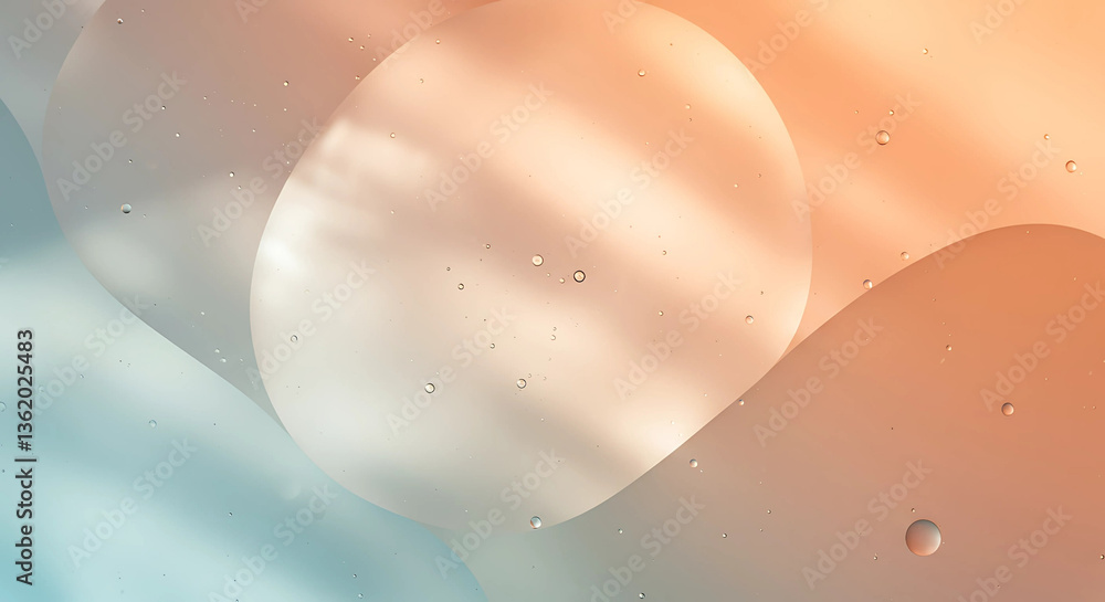 Poster abstract background with bubbles and peach color tones