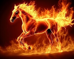 Fiery Horse Running; Dramatic Image
