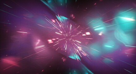 Fototapeta premium Abstract Hyperlight Speed Tunnel Pink Teal. AI Generated