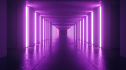 Neon Purple Corridor: A Futuristic Virtual Journey