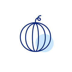 Whole watermelon berry. Fruits and vegetables green groceries shopping. Pixel perfect, editable stroke vector icon