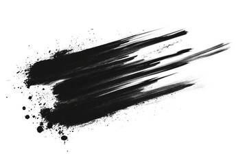 Dynamic black brush strokes abstract background digital minimalist isolated on transparent background