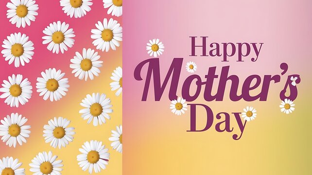 Cheerful Mother's Day Card with Daisies and Vibrant Purple Script