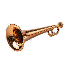Obraz premium Brass trumpet with polished finish isolated on transparent background, cutout png