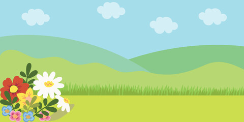 Fototapeta premium Abstract nature background by layers. For banners and background. Vector illustration. 