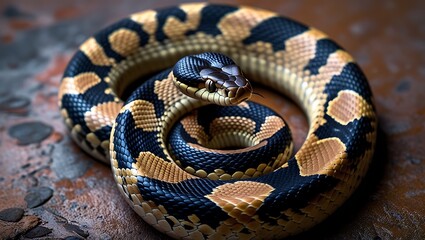 Obraz premium Close-up of a venomous snake with intricate scales copperhead