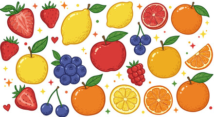 Vibrant illustration of assorted fresh fruits.