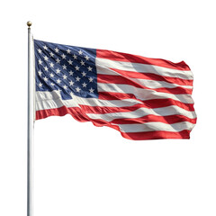 Fototapeta premium American flag waving proudly against a clear sky isolated on transparent background, cutout png