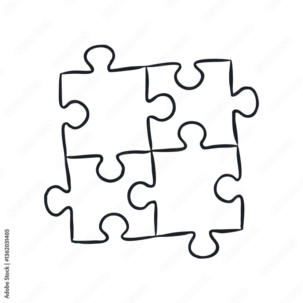 Poster black and white puzzle pieces icon for problem solving and connection, vector design for business an