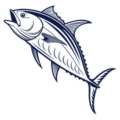 Blue tuna silhouette vector illustration depicts an isolated marine animal