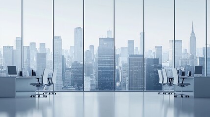 Fototapeta premium Modern Office with Panoramic City View