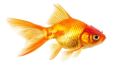 and detailed goldfish swimming in isolation