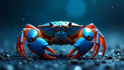 Epic View of Cancer Zodiac Crab on Blue Space Background – Astrological Illustration
