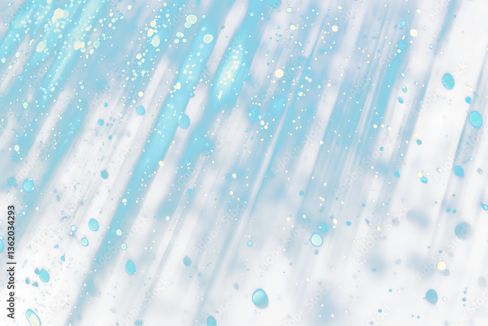Poster abstract blue background with light streaks and bokeh.