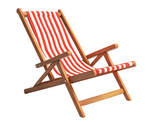 Red and White Striped Wooden Deck Chair for Relaxation