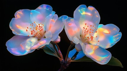 Chrome liquid Sakura cherry blossom flower. 3D render, modern design. Isolated holographic futuristic floral icon. Y2K, brutalism retro futurism concept.
