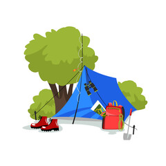 Picnic equipment. Camping equipment, Scout tools, Camping equipment, travel backpack, campground