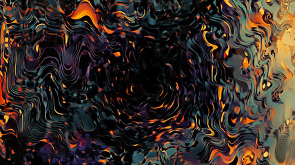 Abstract swirl textures in vivid orange and dark tones fusion