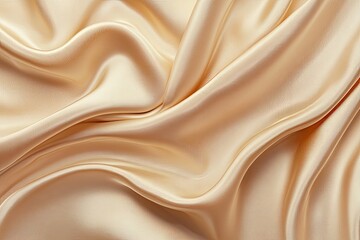 Fototapeta premium Soft, luxurious champagne-colored fabric drapes elegantly