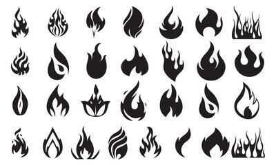 Fire illustration in flat style, set of fire vector icons. fire warning sign
