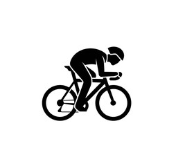 Naklejka premium Man riding sports bicycle. cyclist side view. Icon vector in black color with white background