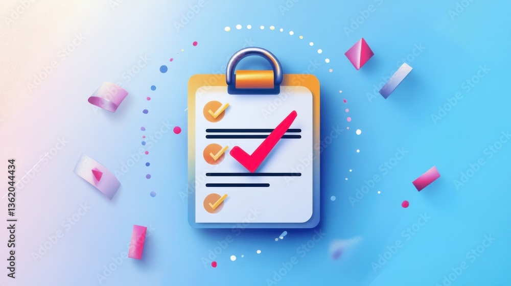 Poster calendar icon with checkmark on gradient blue and white background and tax filing text illustration